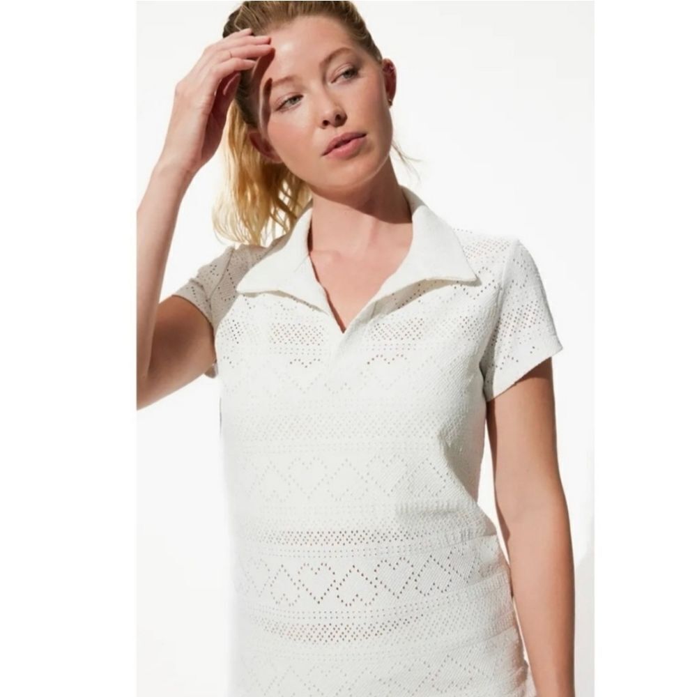 EleVen By Venus Williams Preppy Feminine Devotion Polo Tennis Shirt Whit…